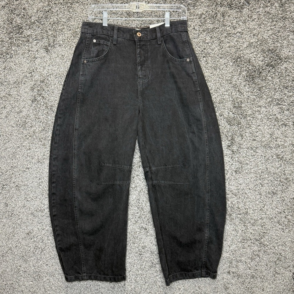 WE THE FREE Good Luck Mid-Rise Barrel Jeans 26 Black Oversized - Picture 6 of 14